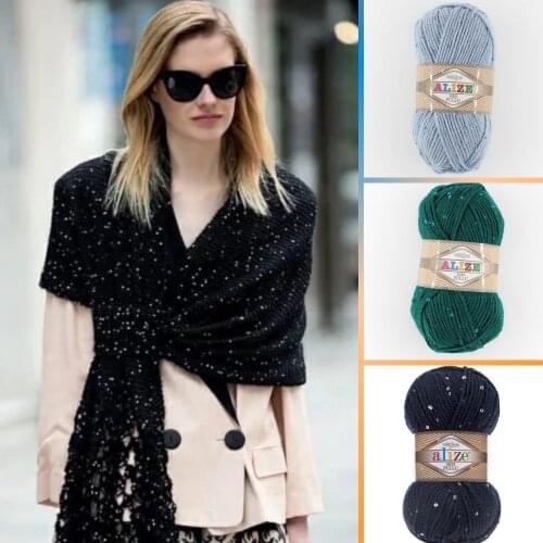 Glitter, Flake, Fantasy Knitted Yarn - 12 Color Options - 170 Meters(100gr) - Alize Superlana Midi Pullu - Acrylic - Polyster - Cardigan - Sweater - Scarf - Shawl - Vests - Booties - Amigurumi - Berets - Blouse - DIY