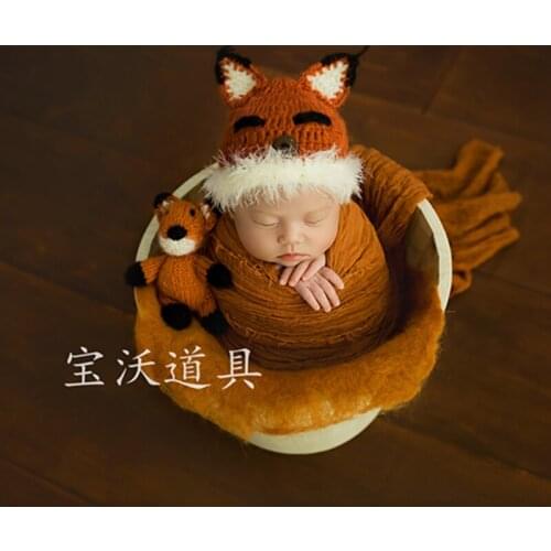 Knit mohair bonnet and toy set Newborn baby crochet hat Baby photography props