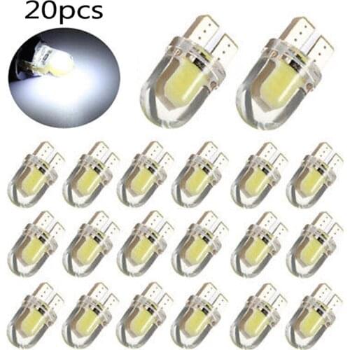 W5W Car lights Bulbs 20pcs Turn Signal DC 12V Lamps Bright White T10 COB 4 SMD