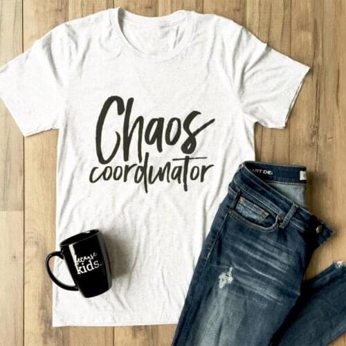 Chaos Coordinator Women Short Sleeve Letter Printed Oversize T-Shirt Top Comfortable fashion tshirt tops Girls O-neck tee- K428