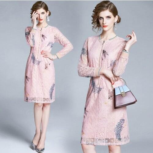 Woman summer long knee-lenght dress women elegant dress and ladies dress O-Neck Vintage dress for women
