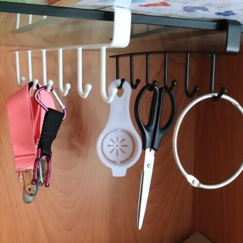 1pcs Kitchen Wardrobe Hook Rack Save Space Hook Rack White/Black Movable No Trace Iron Multifunction Hanging Type