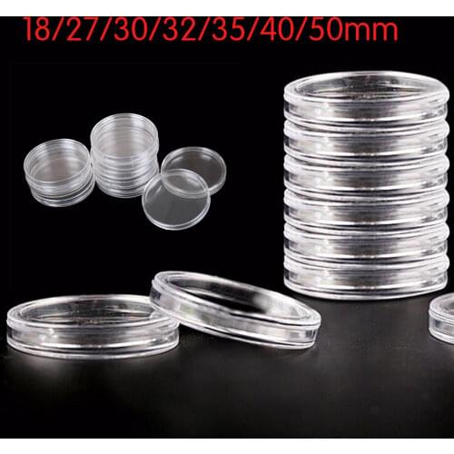 10Pcs/Lot Boxed Coin Capsules Coin Case Transparent Color 18/27/30/32/35/40/50mm