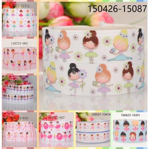10yards -different sizes -dancing gril cartoon ribbon printed Grosgrain ribbon