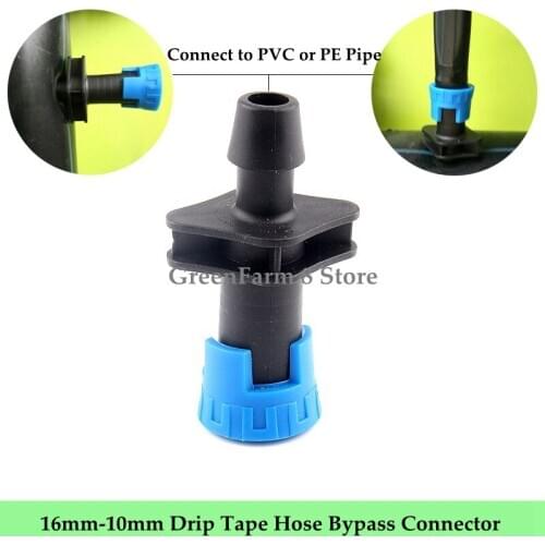 2~50pcs 16mm To 10mm Micro Irrigation Drip Tape Bypass Connector Greenhouse Watering Labyrinth Type Hose Connect to PVC PE Pipe