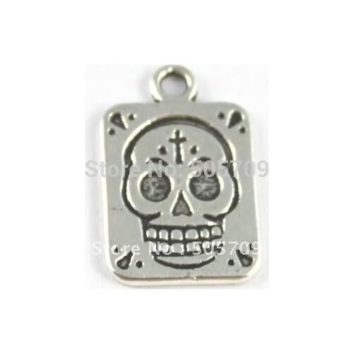 270PCS Tibetan silver square skull charms A15761