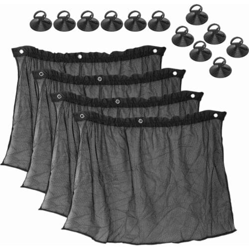 4Pcs 75 X 50Cm Car Black Mesh Sunsn Suction Cup Side Window Curtain