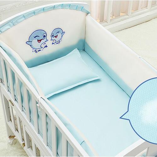 5Pcs/Set Cartoon Animated Crib Bed Bumper for Newborns 100%Cotton Comfortable Childrens Bed Protector Baby Washable Bedding Set