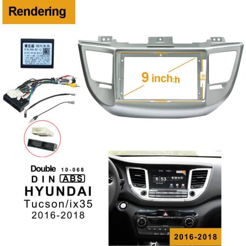 2Din 1Din Car DVD Frame Audio Fitting Adaptor Dash Trim Kits Facia Panel 9inch For HYUNDAI TUCSON IX35 2016-2018 Radio Player