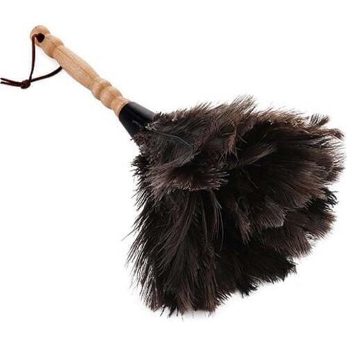 LUDA Anti-Static Ostrich Feather Fur Brush Duster Dust Cleaning Tool Wooden Handle