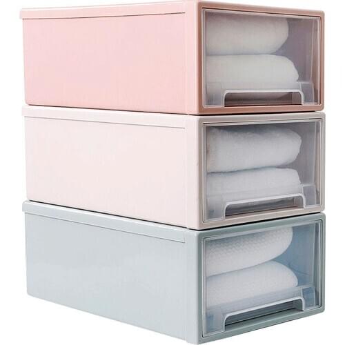 Household Plastic Transparent Stackable Drawer Storage Box Container Organizer Sundries Storage Basket Underwear Storage Bag