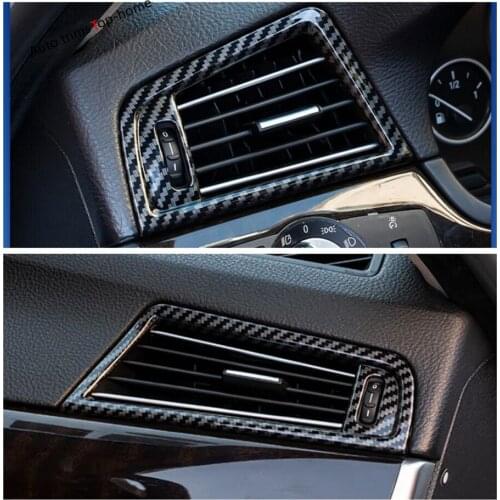 Front Air AC Vent Air Conditioning Outlet Decoration Cover Trim For BMW 5 Series F10 F18 2011 - 2017 Carbon Fiber Look Interior