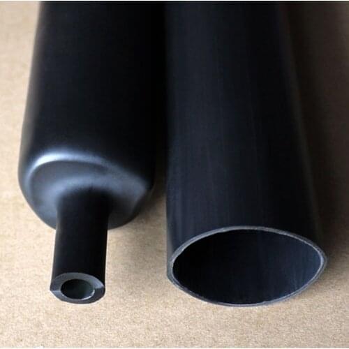 85mm Diameter Adhesive Lined 3:1 Heat Shrink Tube Dual Wall Glue Wrap Wire Waterproof Black Color 1.22M Length
