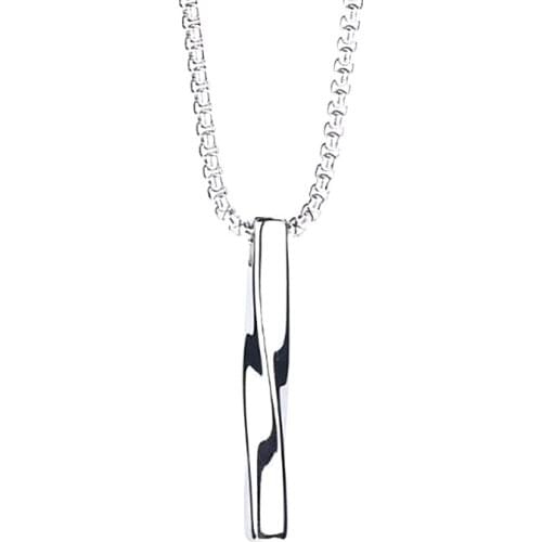 Stainless Steel Long Bar Twist Minimalism Pendant Necklace Jewelry Gift with Chain For Men Women