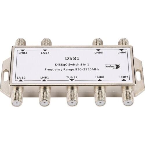 DS81 8 in 1 Satellite Signal DiSEqC Switch LNB Receiver Multiswitch Heavy Duty Zinc Die-cast Chrome Treated