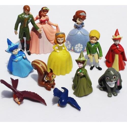 4-6cm 12pcs/Lot Sofia the First Princess Sophia Squirrel Amber Cilo Prince James Queen Miranda Rabbit PVC Action Figure Toys