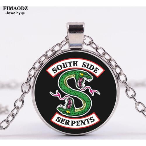 FIMAODZ Fashion Riverdale Necklace Mysteries South Side Serpents POP Glass Cabochon Pendant Change Necklace Punk Jewelry