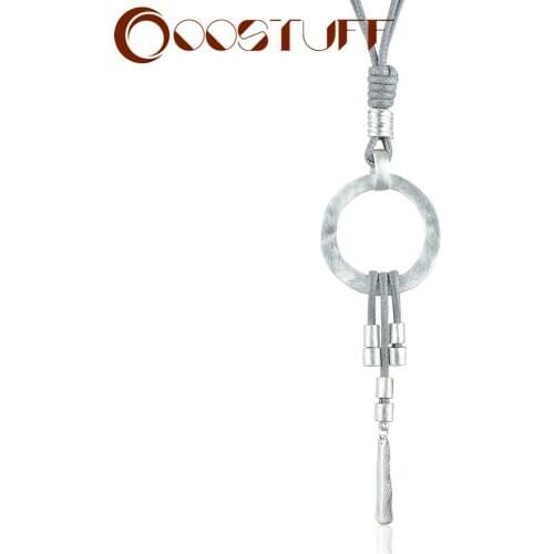 Trendy Jewelry for Women Grey Long Necklace Silver Color Pendant Wholesale Fashion Choker Jewellery Suspension Gothic 2021 New