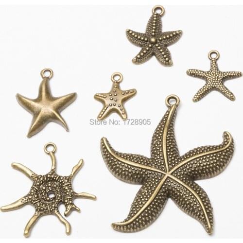 Starfish retro hollow pendant fashion pendant all kinds of DIY jewelry necklace bracelet craft jewelry custom 10PCS