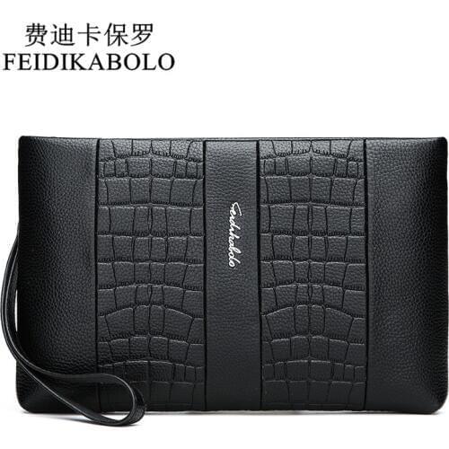 FEIDIKABOLO Leather Men Clutch Wallet Brand High Quality Design Wallets Male Purse Hand Bags Envelope Packag Billetera masculina