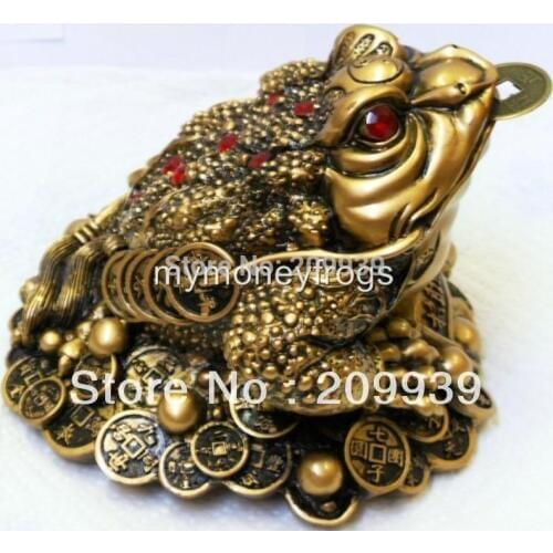 Huij 0044 NEW Oriental Lucky Wealth Large Brass Feng Shui Money Chinese Coin Frog #L2