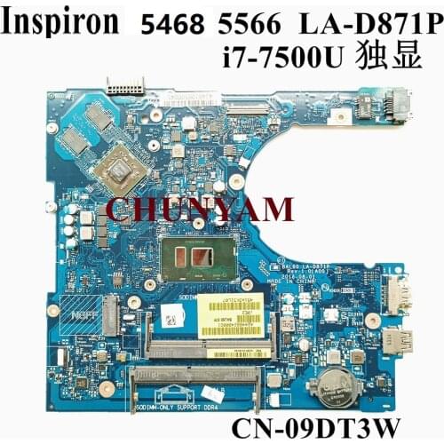 NEW BAL60 LA-D871P For DELL Inspiron 5468 15 5566 Laptop Notebook Motherboard w/ i7-7500u CN-09DT3W 9DT3W Mainboard 100% tested