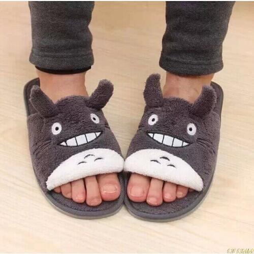 Totoro Cartoon Plush Winter Couple Childrens Lovely Home Chinchillas Non-slip Bedroom Warm Totoro Slippers Shoes