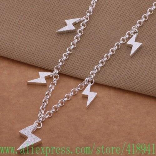 Silver Plated Necklace, Silver Plated fashion jewelry Five lightning necklace /epzanhga brbakiia AN526