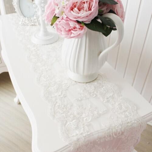 Princess lace crystal pendant dining table flag tablecloth European white simple tea table flag dining table cloth
