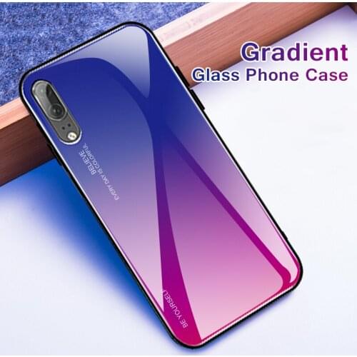 Luxury Gradient Color Tempered Glass Hard Case Cover For Huawei Honor 8X Mate 20 10 P20 Lite Pro Nova 3 3i 3E 2i P Smate Plus