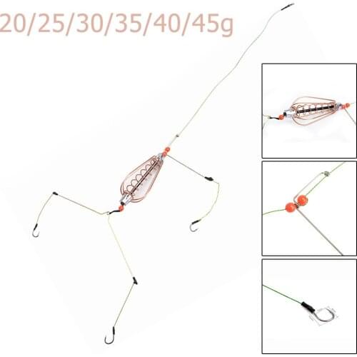 20g-45g Stainless Steel Carp Fishing Rigs Hair Europe Feeder Fishing Group Sinker Bait Cage With Carp Bait Holder Hook River