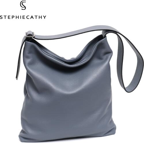 SC Luxury Genuine Leather Shoulder Bag Women Large Solid Color Casual Crossbody Handbags Female Fashion Soft Cowhide Hobo Bags