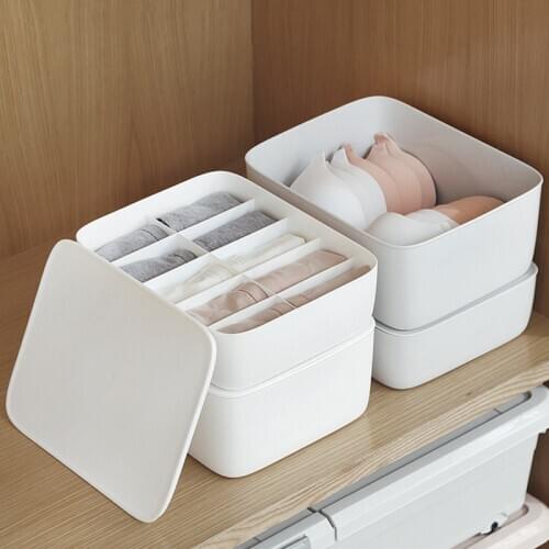 Multi Foldable Storage Boxes Underwear Closet Drawer Divider Lidded Closet Organizer Storage Box For Ties Socks Bra Bedroom