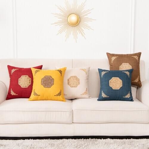 Modern Simple Ins Style New Chinese Style Home Decoration Embroidered Pillow Cover
