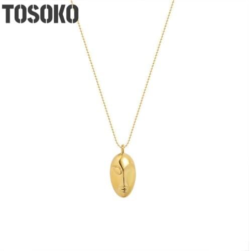 TOSOKO Stainless Steel Jewelry Beauty Face Mask Pendant Necklace Women Sweater Chain Women Long Style Versatile BSP598