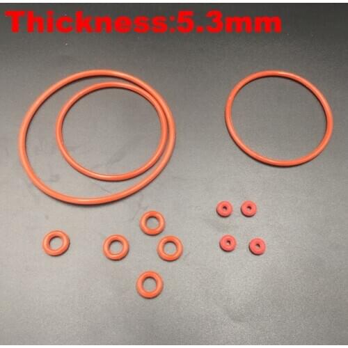 15pcs 40x5.3 40*5.3 41.2x5.3 41.2*5.3 ID*Thickness 5.3mm Thickness Food Grade Red Silicone Rubber Oil Seal O Ring O-Ring Gasket