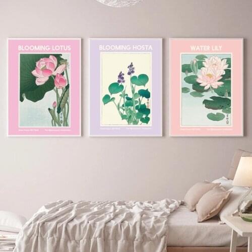 Japanese Floral Water Lily Lotus Art Painting Exhibition Hosta Japan Flower Canvas Print Posters and Prints Wall Pictures Decor