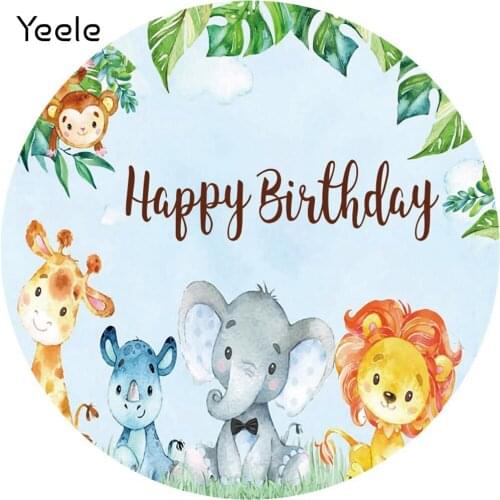 Yeele Newborn Baby Shower Wild Animal Round Elasticity Backdrop Circle Safari Party Photography Background For Photo Studio
