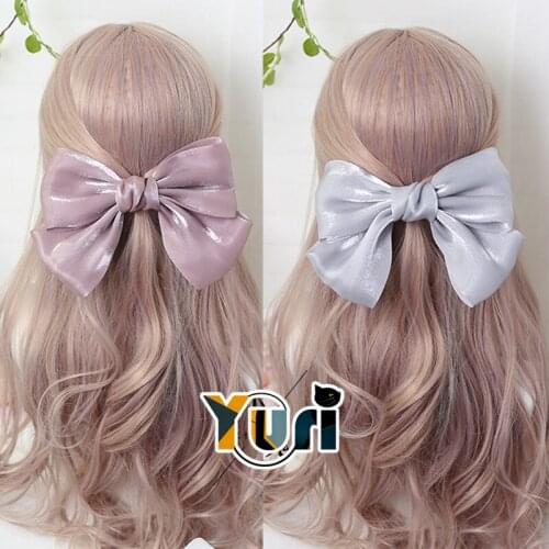 Yuri Double glazed silk satin Bow hairpins women all-match Gril Japanese bobby pin cosplay lovely creative cos Gift NEW C