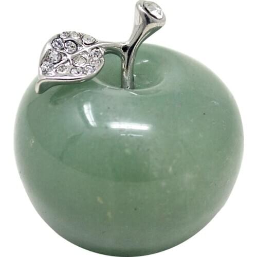 Green Crystals Apple and Healing Stones Statue Christmas Gifts W4252