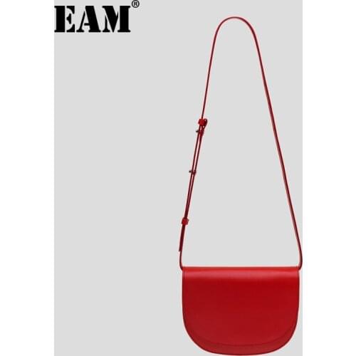 [EAM] Women New Small Brief Saddle PU Leather Flap Personality All-match Crossbody Shoulder Bag Fashion Tide 2021 18A0275