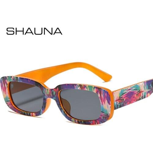SHAUNA Vintage Small Rectangle Sunglasses Macaron Matte Sun Glasses Men Shades UV400