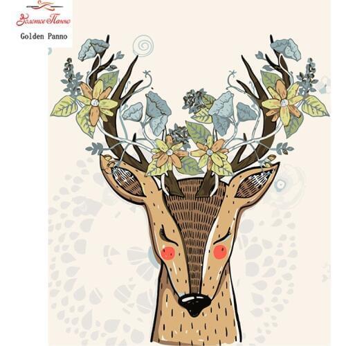 Golden panno,Full,DIY Diamond Embroidery,5D,Diamond Painting,Cross Stitch,3D,Diamond,Christmas,Needlework,wall ,Shy deer109