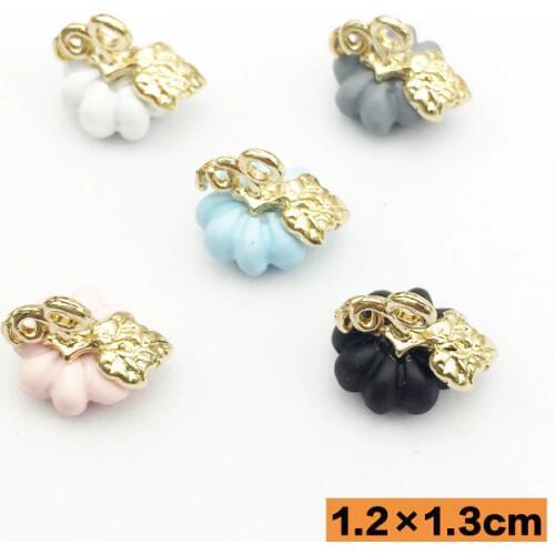 10pcs 13*12MM Fashion gold alloy Enamel 3D pumpkin charms for bracelet Halloween pumpkin pendant dangle DIY metal jewelry making
