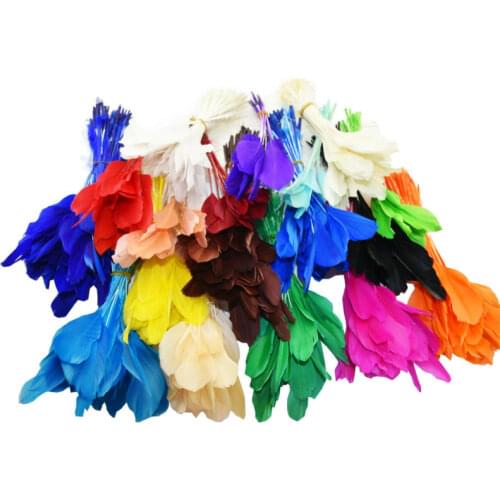 Colorful Dyeing Small Long Goose Feather DIY Wedding Jewelry Earring Brooch Decorative Accessories Length 12-20cm 100 pcs