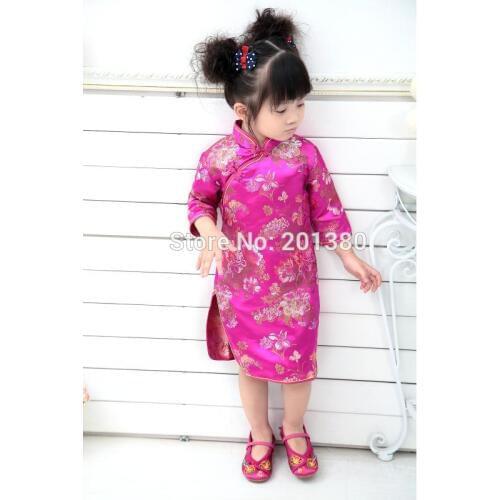 2017 Baby Girl Summer Dress kid clothing Embroidery Floral Traditional Chinese Cheongsams Qipao for Party New Year