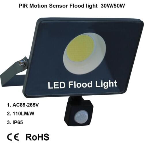 30W-100W PIR Motion Sensor LED Flood Light Waterproof Reflector Floodlight Lamp AC 220V foco Led Exterior Outdoor Spot Light