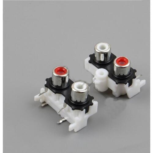 4pcs AV core socket 4 feet RCA seat two holes PCB welding audio video socket lotus seat