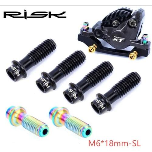 4Pcs Risk M6*18mm Titanium Alloy MTB Bicycle Crank Bolts Disc Brake Caliper Fixing Screws for Road Mountain Bike