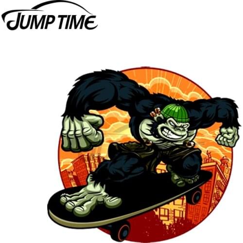Jump Time 13 x 13cm For Gorilla Skateboard Car Stickers Anime Windows Decal Scratch-Proof Windshield Vinyl Car Wrap